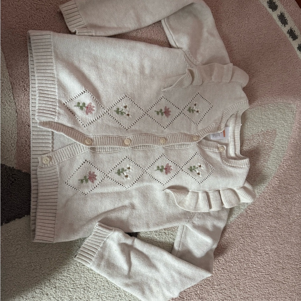 Cream Cardigan with Floral Embroidery